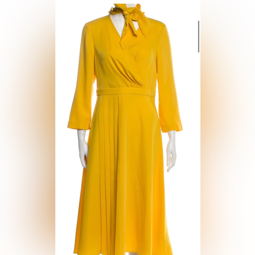 Ted baker mock neck midi yellow dress